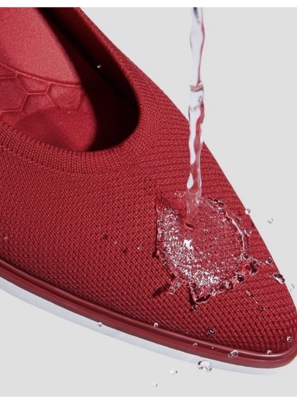 VIVAIA Pointed Toe Knit Flats Red Size 40 Sustainable Breathable Washable Shoes - Picture 2 of 10